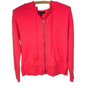 Banana Republic Cashmere Sweater Zip Up Hoodie XS neon coral